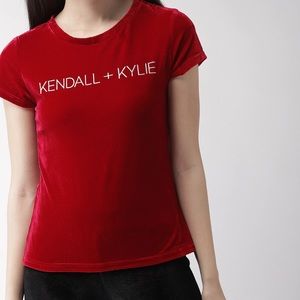 Kendall + Kylie velvety red t-shirt never worn with tags
